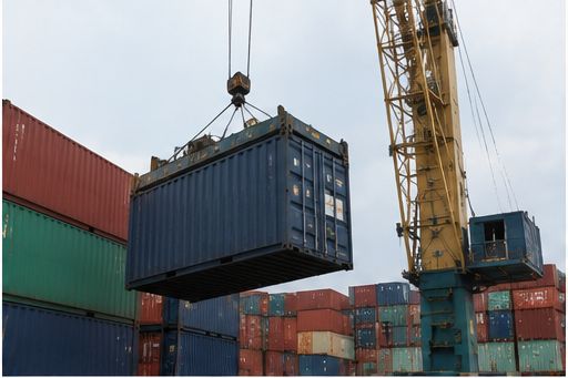 Crane memuat kontainer di terminal peti kemas